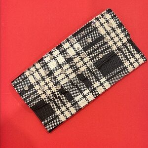 Banana Republic Black and White Plaid Clutch